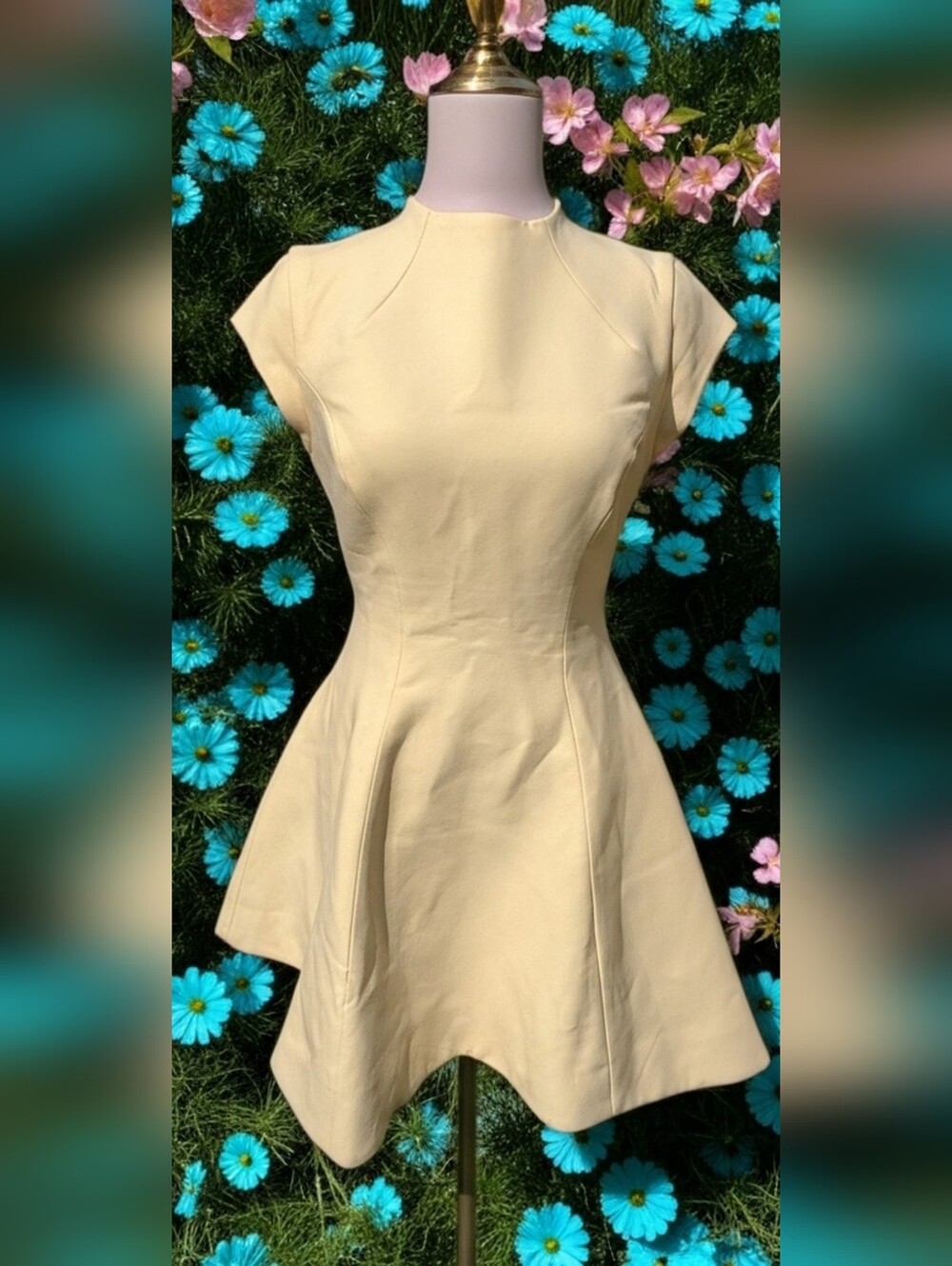 Bardot Soft High Neck Canary Yellow Fit-and-Flare Mini Dress Size S